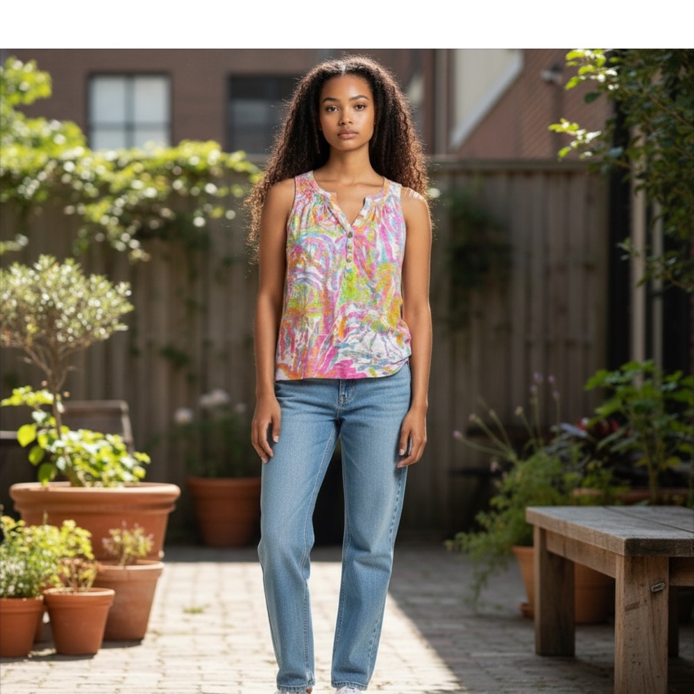 Lilly Pulitzer Essie top scuba to cuba small tank GUC